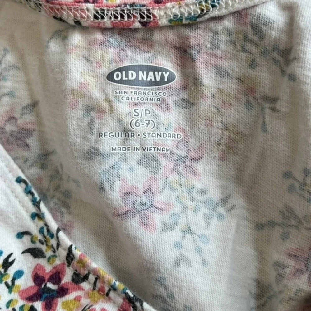 Old Navy Kids Girls Dress S 6-7 Floral Print 3/4 Sleeve‎ Skater